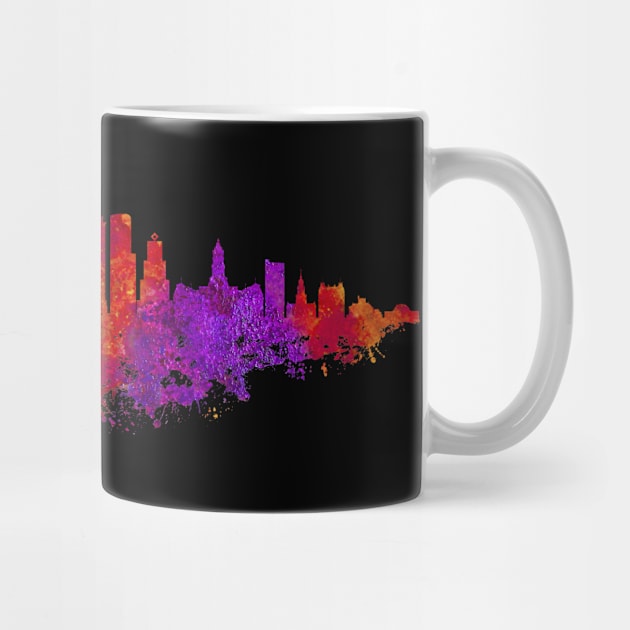 Philadelphia City Skyline - Watercolor Red, orange, purple by SPJE Illustration Photography